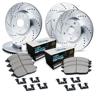 R1 Concepts WGTH2-31028 Brake Rotors - D/S - Silver W/ Euro Ceramic Pads & Hdw